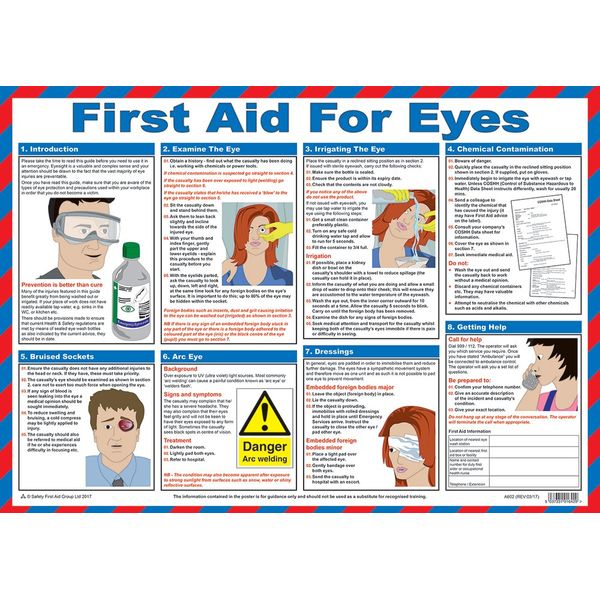 Safety First Aid Laminated First Aid for Eyes Poster