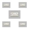 5X Double Socket Surround, Acrylic Back Panel or Plate, Protect Wall from Finger Prints, Font Colour:Grey