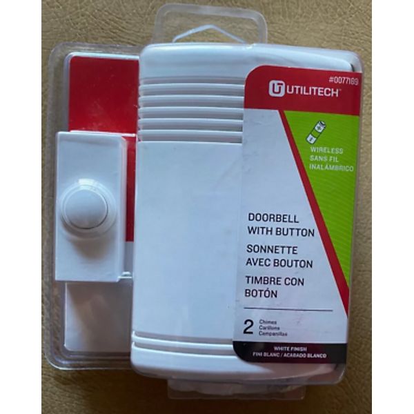 Utilitech Wireless Doorbell With Button 2 Chimes New in box