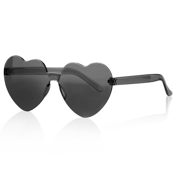 Vanyibro Heart Shape Sunglasses Rimless Multicolor Heart-Shaped One-Piece Glasses(Black)