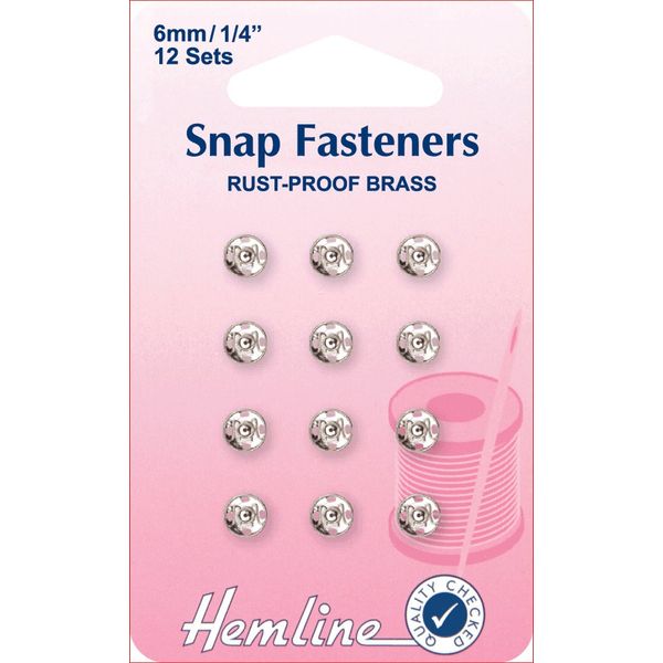 Sew On Snap Fasteners 6mm: Nickel/Silver