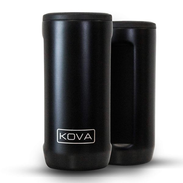 KOVA outdoors K-OG Double-Walled Stainless Steel Insulated Can Cooler for 12 Oz Slim Cans (Black)