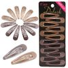 Dofash Snap hair clips metal grips 5cm/2in basic hair accessories 12pcs (Dark brown 6pcs+Light brown 6pcs)
