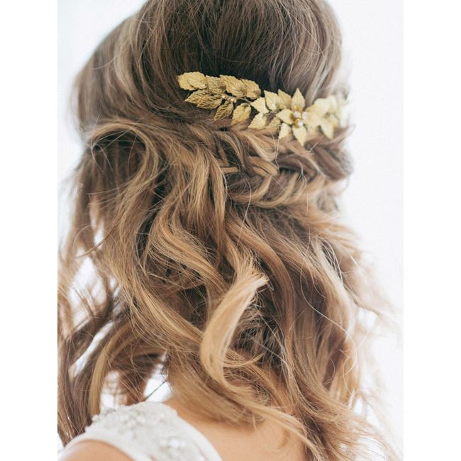 Yean Bride Wedding Hair Comb Leaf Hair Piece Bridal Hair Accessories for Women and Girls (Gold)