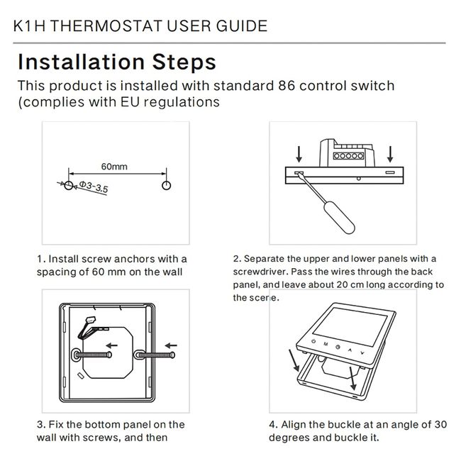 AC90V-240V 3A 16A Water Electric Floor Heating TRV House Room Thermostat  Temperature Controller Digital LCD Display Wall Mounted