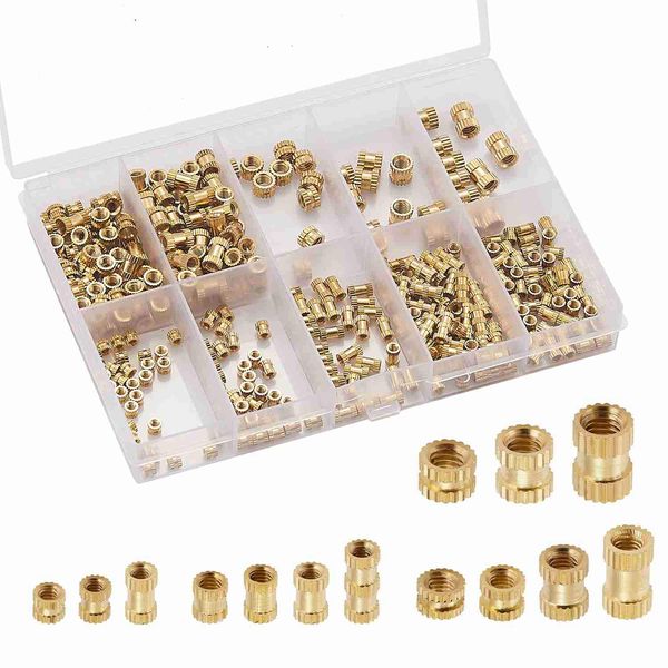 Litorange 360PCS M2 M2.5 M3 M4 Female Thread Knurled Nuts Brass Threaded Insert Embedment Nuts Assortment Kit,for Daily Repair 3D Printing Projects