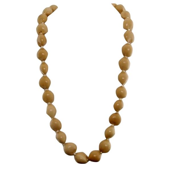 Hawaiian Lei Necklace of Blonde Kukui Nuts