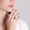 Esse Marcasite Sterling Silver Amethyst & Marcasite Flower Ring (M)