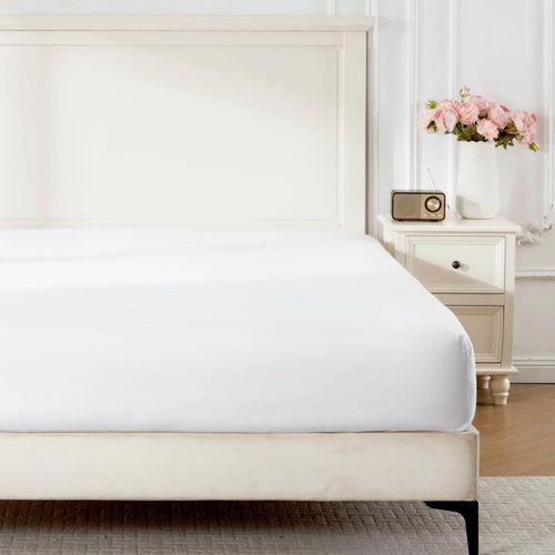 ROSE&RISY White Queen Fitted Sheet,Soft and Breathable for Sleeping,Cooling Fitted Sheets,16“ Deep Pocket, 1pack (White, Queen)