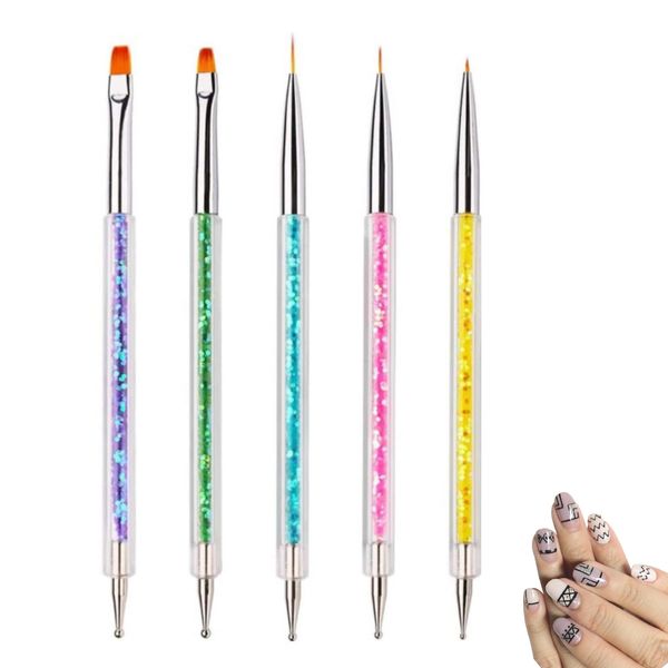 5 Piece Nail Art Brushes Set with 5 Dotting Tools,Professional and DIY Nail Art Painting Kit for Women,Acrylic Nail Brush and Dotting Tool Set,Essential Nail Art Tools for Creative Designs