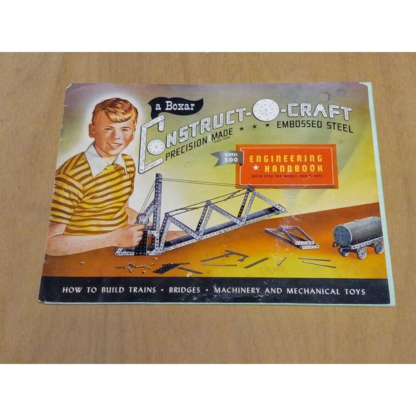 1946 Boxar Construct O Craft model builder metal construction toy set MANUAL