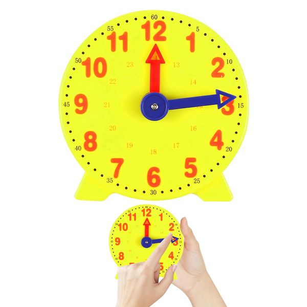 Teaching Clock,1PCS Yellow Learning Clock for Kids,Teaching Clocks for Children Learn to Tell the Time Clock 24-Hour,Tell the Time Clock for Kids,4 Inch 12/24 Hour for ages 4+ Teaching Clock