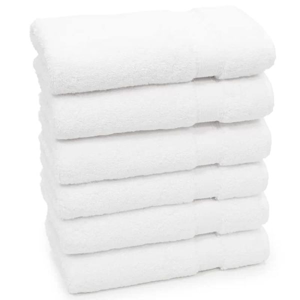 TOWELBAY Luxury Hand Towel Pack of 4 & 6 100% Egyptian Cotton Super Soft & Thick Absorbent 500 GSM Hotel Quality Premium White Hand Towel 50 x 85 cm (6)