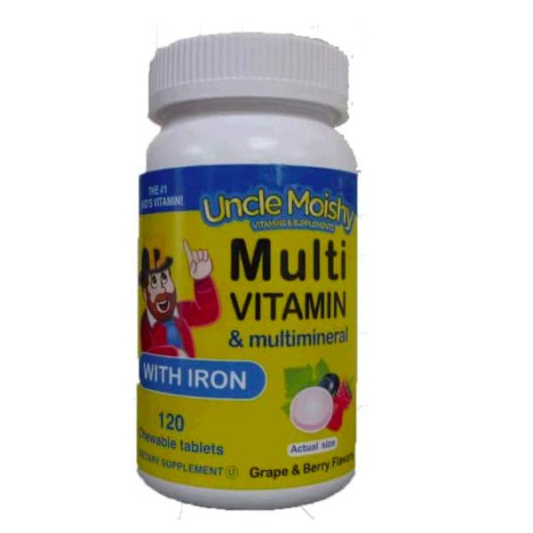 Uncle Moishy Multivitamin Mineral with Iron - 120 Chewable Tablets
