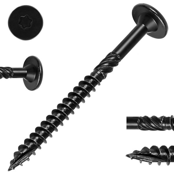 8 Inch Heavy-Duty Outdoor Wood Screws, 250Pcs Star Drive Deck Screws, Black R...