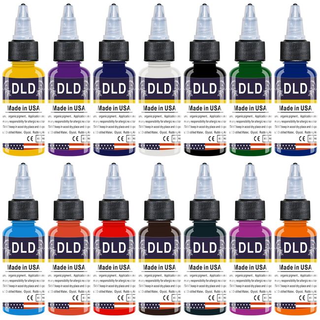 Tattoo Ink Set Pigment Collection 14 Primary Colors 1oz(30ml) Tattoo Supplies Body Paint Brow with 10pcs Scar Repair Cream Tattoo Colour Kit for Professional & Beginner Tattoo Artists