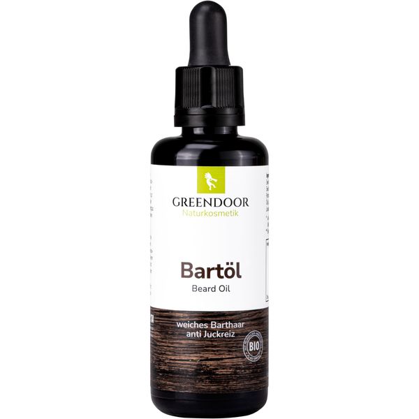 GREENDOOR Bio Bartöl 50ml, Premium Bartpflegeöl, Glasflasche mit Pipette, Bio Jojobaöl Bio Sesamöl Bio Macadamianussöl, 100% natürliche vegane Naturkosmetik