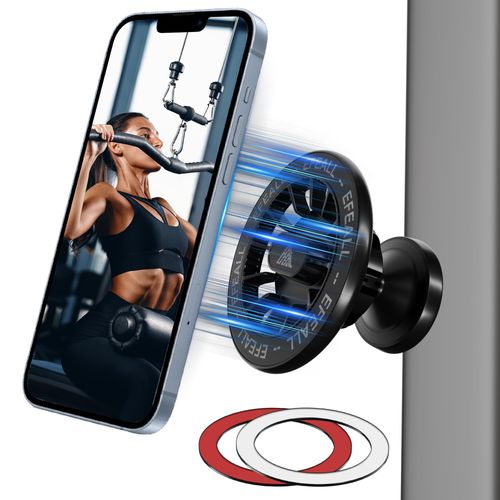 EFEALL Gym Magnetic Phone Holder, Strong Magnet 360° Rotation Dual Gym Phone Holder, Hands-Free Portable Magnetic Phone Holder for Gym, Magnetic Phone Mount for Gym Compatible with iPhone & Android