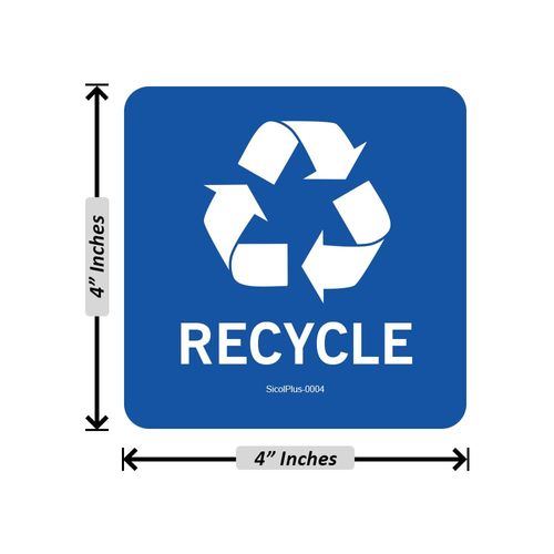 Sicol Plus Recycle Stickers Recycle Bin Decals and Trash can Stickers UV Protected Indoor and Outdoor Self Adhesive Vinyl Stickers (4x4 Inch 02 Pcs Square)