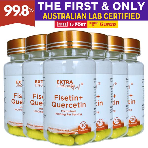 Fisetin Quercetin 99.8% Australia 500mg x 30 Capsules Extra Lifespan Supplement