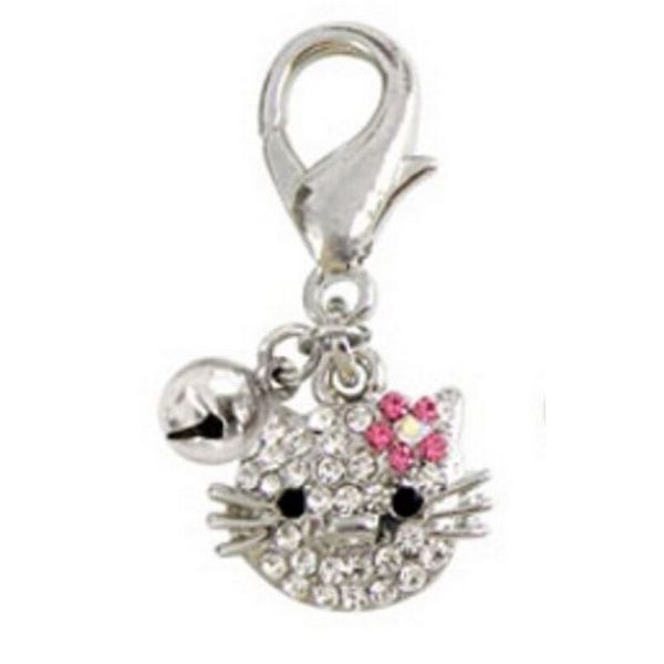 Hello Kitty w/ Pink Crystals Charm for Pets, Zipper Pull, Handbags, Etc.