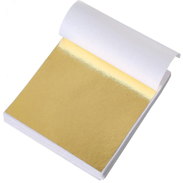 MAEXUS Gold Foil Sheet Gold Foil Hair 8.5 x 8 mm Gold Flake DIY Hair Gold Foil Resin Nail Art Decoration Decoration Gold Foil Sheet for Painting (100 Pieces)