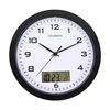 Champion 25cm Quartz wall clock with inset LCD display with day/date - Black