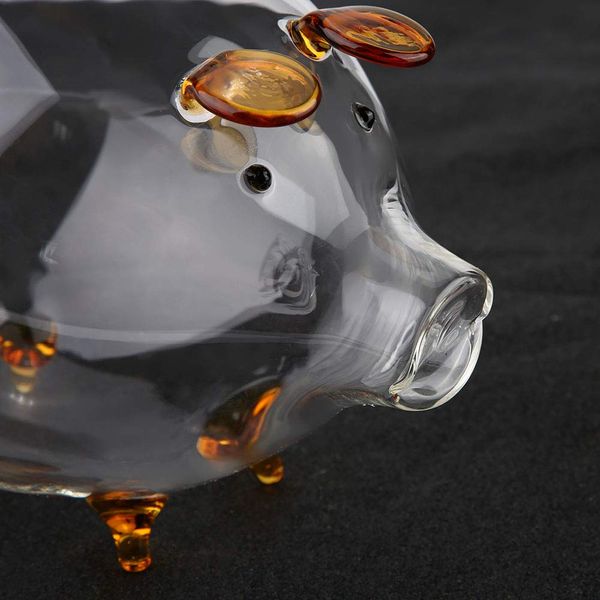 Pig Money Bank Kids Money Box Pig Coin Box Pig Money Box Cartoon Pig Shaped Coin Box Transparent Glass Coin Bank Economy Management Cute Figurine Good Luck Child Birthday