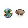 Round hand painted vivid colour cross wooden stud earrings with plastic posts