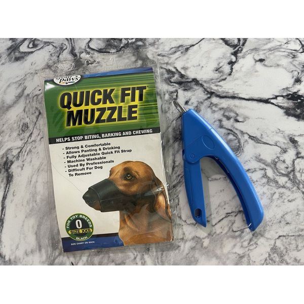 Four Paws Quick Fit Dog Muzzle, Size 0 XXS & Nail Clippers