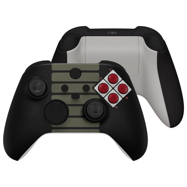 eXtremeRate Full Set Shell Buttons for Xbox Series X & S Controller, Classics NES Style Replacement Side Rails Grips Front Back Plate Cover for Xbox Core Wireless Controller [Controller Excluded]