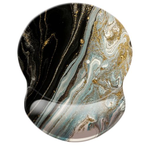 Mouse Pad with Wrist Support, Non Slip Mousepad Wrist Rest for Office, Computer, Laptop & Mac-Comfortable & Lightweight Ergonomic Support Mouse Mat(Black White Marble-Wrist)