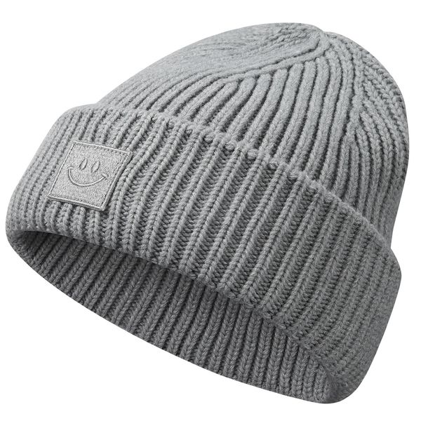MaxNova Beanie Hat Thick Warm Winter Hat Unisex Grey