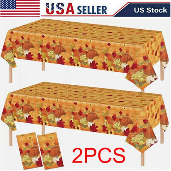2 Pack Thanksgiving Tablecloth Vintage Fall Pumpkin Table Cloth for Home Kitchen