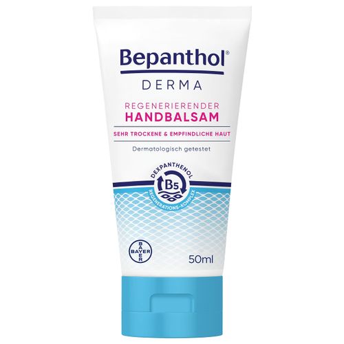 Bepanthol Derma Regenerating Hand Balm for Daily Care, Instantly Soothes Itchy, Dry Hands, Absorbs Quickly and Moisturises for up to 48 Hours. With B5 Regeneration Complex, 50 ml