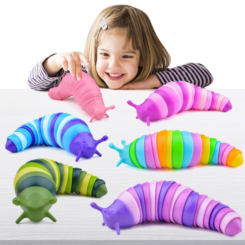 Cevioce 6Pcs Sensory Slug Fidget Toys,Fidget Slug Toys for Adults ...