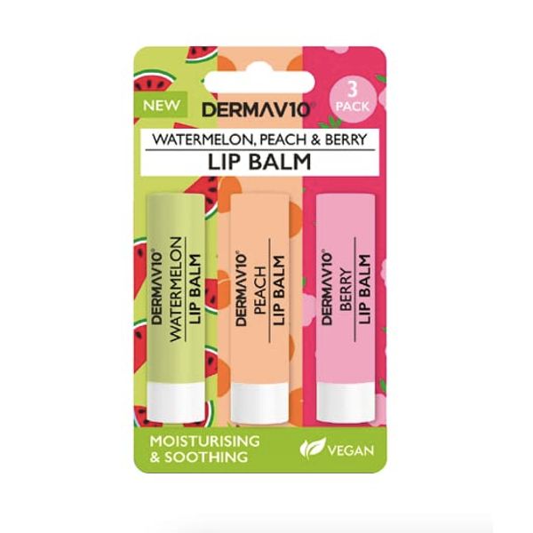 Watermelon, Peach & Berry Lip Balm 3 x 4.8g