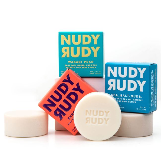 Nudy Rudy Natural Bar Soap | 3 Pack Assorted Organic Shea Butter Soap Bars | Moisturizing Body Soap Bars for Men & Women | No Harsh Ingredients | Oz Vibes Bundle | Bulk Soap | 4.2 oz