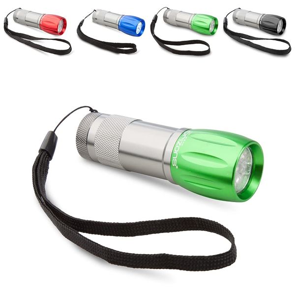 Tantevia LED Torch | 9 Ultra Powerful LEDs & Wrist Strap | Over 20 Models | Material: Aluminium | Battery Operated Torch | Colour: Green (Lumosh)