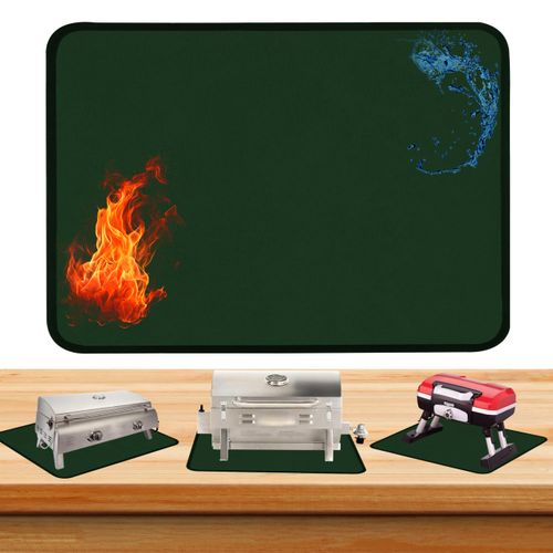 Green 24x36 Inchs Heat Resistant Mat for Outdoor Grill Table,Fireproof Under Blackstone Griddle BBQ Mat,Air Fryer Mat,Indoor Fireplace Mat, Protect Your Table and Outdoor Grill Table（0.04in Thickness）