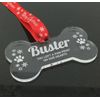 PERSONALISED PET MEMORIAL BONE SHAPED DOG BAUBLE CHRISTMAS TREE DECORATION