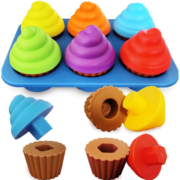 Cupcake-Form-Sortierspielzeug, 6er-Set – lustiges Kleinkind-Lernspielzeug für Kinder ab 3 Jahren – Sortierset und pädagogisches Spielnahrungsmittel