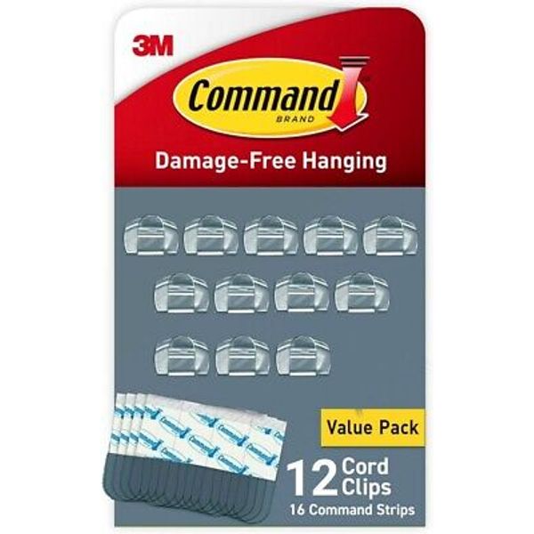 Command Round Cord Clips Electrical Cord Organizers 12-Pack Cable Clips