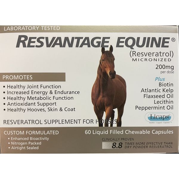 Resvantage Equine Supplement 60 chewable resveratrol Liquid Filled Capsules for Horses