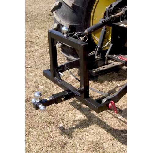 Field Tuff FTF-02TQH Rugged Square Framed Steel 3 Point 2 Inch Thick Hitch for Category 1 Tractors with 2.31 Inch Ball for Gooseneck Trailers, Black