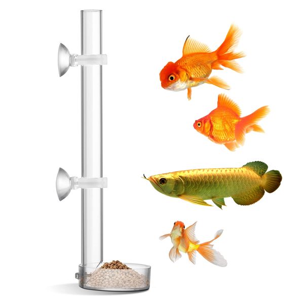 TIESOME Acrylic Fish Shrimp Feeder, Transparent Durable Aquarium Fish Shrimp Feeder, Assembled Feeding Tube Feeding Dish Tray Set for Fish Tank Aquarium Shrimp (20cm)