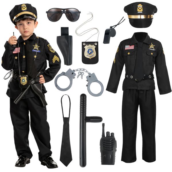 Spooktacular Creations Police Costume for Kids, Cop Costume Outfit Set for Halloween Role-playing, Carnival Cosplay, Themed Parties (X-Large(12-14 yr))