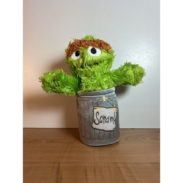 Fisher Price Sesame Street Oscar the Grouch Plush Trashcan 10" 40th Anniversary