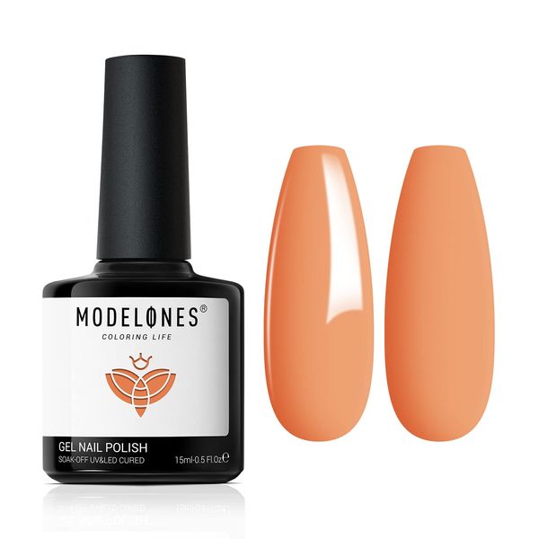 Modelones Sunkist Orange Gel Nail Polish, 1 Pcs 15ml Orange Color Gel Nail Polish Soak Off LED Long Lasting French Manicure Essential Gel Nail Varnish Salon Design DIY at Home Gifts for Women