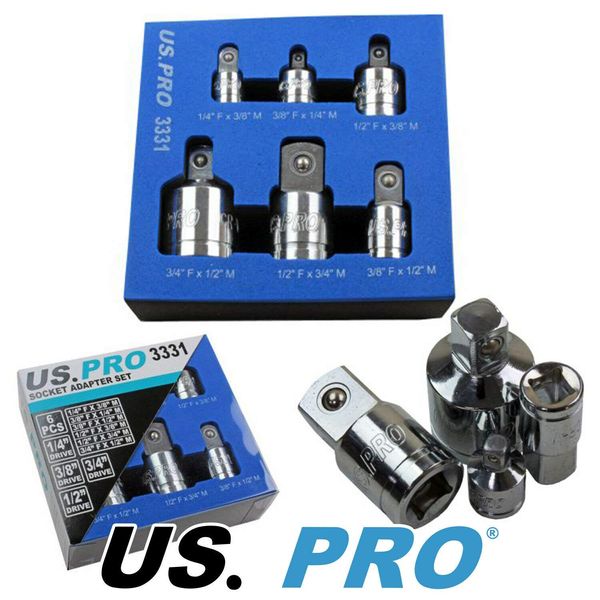 US PRO 6pc Socket Adaptor/Adapter Set Step Up Step Down Reducer 3331